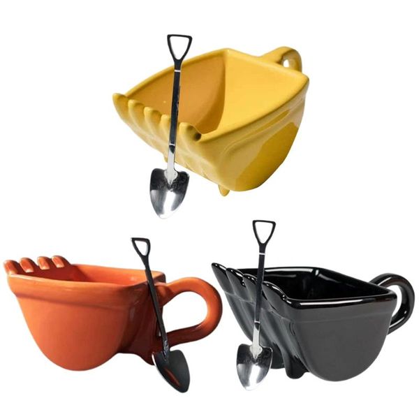 

mugs lxaf personalized coffee mug 2021 creative excavator spoon bucket cup beverage gift model novelty