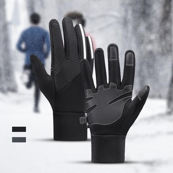 

cycling gloves touchscreen winter thermal warm bike bicycle ski outdoor hiking camping motorcycle sports full finger, Black