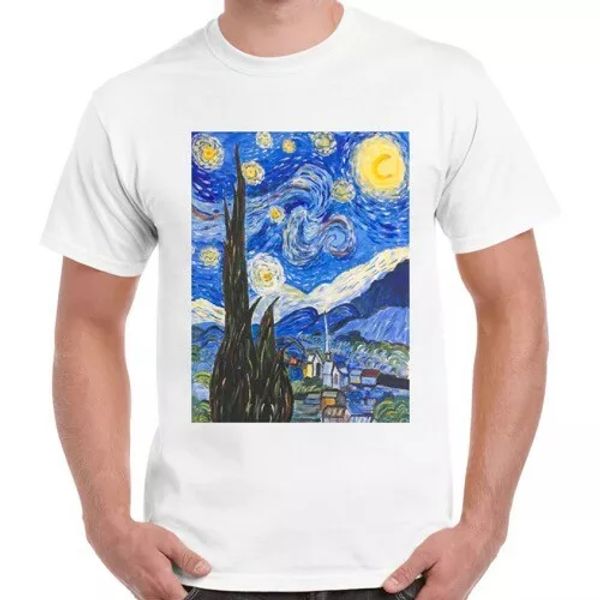 

the starry night vincent van gogh men women cool gift t shirt 2806, White;black