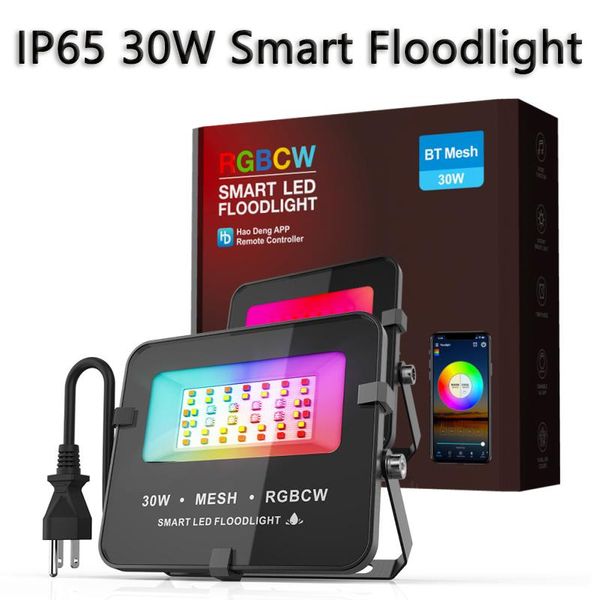 

bluetooth smart home ip65 30w tuya led floodlight wifi outdoor lighting rgb wall lamp holiday spotlight 1pc floodlights