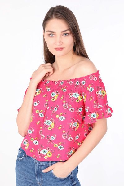 

women's blouses & shirts floral temporary shed crop blouse pink, White