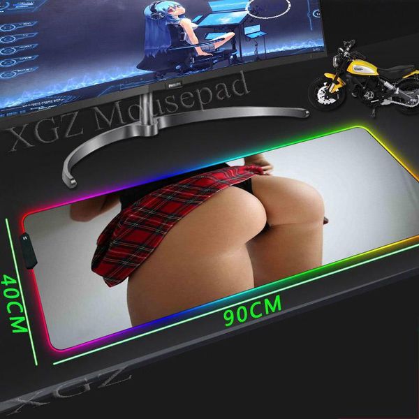 

mouse pads & wrist rests xgz computer desk pad black lock-edge anime suit skirt hip girl custom large rgb non-slip 900x400/800x300 xxl