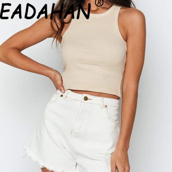 

women's tanks & camis eadahan 2021 summer season fashion ladies round neck solid color slim fit casual sports sleeveless vest, White