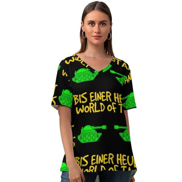 

women's t-shirt world of tanks women funny summer t shirt v neck printed short sleeve tshirt oversized, White
