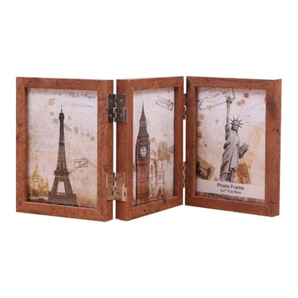 

frames birthday anniversary rustic triple hinged gift home decor kids childrens wood mothers day po frame rotary folding weddings