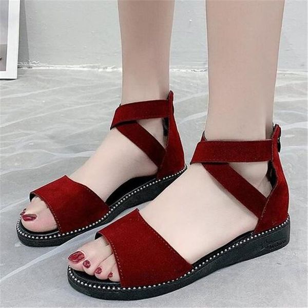 

sandals bag heel zipper women 2021 summer flat bottom non-slip shoes fashion casual breathable womens slippers slides, Black