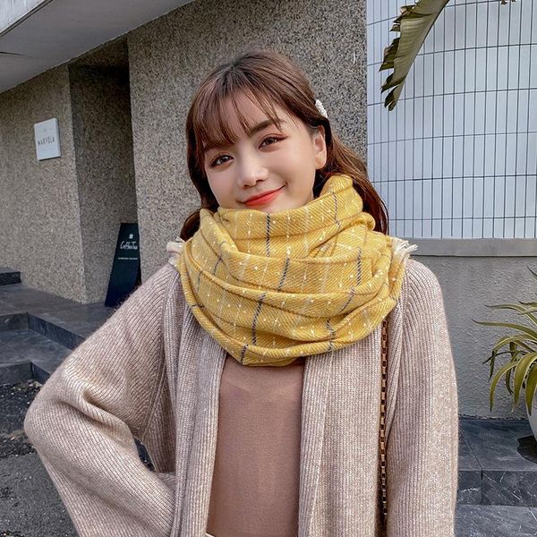 

scarves style student female youth soft girl cute necklaces ins fashionable cashmere keep warm in autumn and winter, Blue;gray