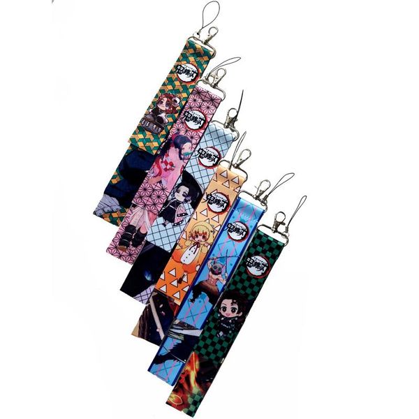

pendant necklaces demon slayer kimetsu no yaiba key chain cartoon ribbon keychains anime ring most backpack accessory, Silver