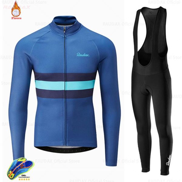 

racing sets men's winter cycling jersey 2021 pro team fleece clothing mtb bib pants set ropa ciclismo riding wear, Black;blue