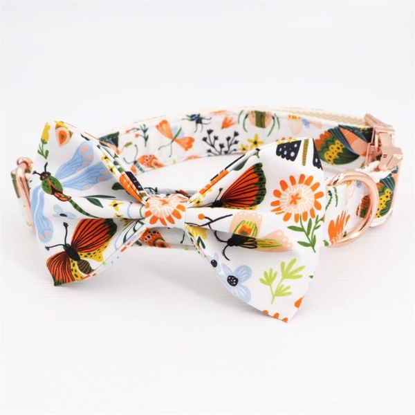 

dog collars & leashes insect bowtie collar and leash set with metal buckle,engrave name ,telphone number