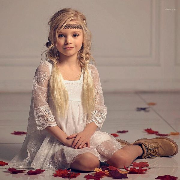 

girl's dresses 2021 girls lace wedding dress party birthday performance flower girl white princess summer clothes for 2-13y children, Red;yellow