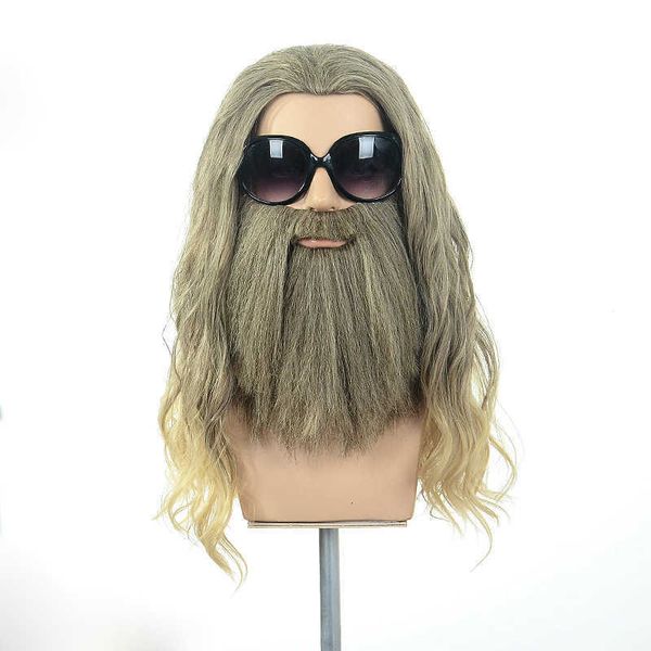 

halloween wig animation reconnection raytheon cos beard wig mountaincave man headgear product, Black
