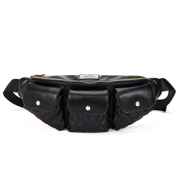 

waist bags large capacity men chest pu leather bag male belt casual travel crossbody shoulder