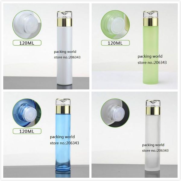 

120ml pearl white /green/blue/frostedglass bottle with gold lid plastic ser for lotion serum emulsion toner toilet packing storage bottl