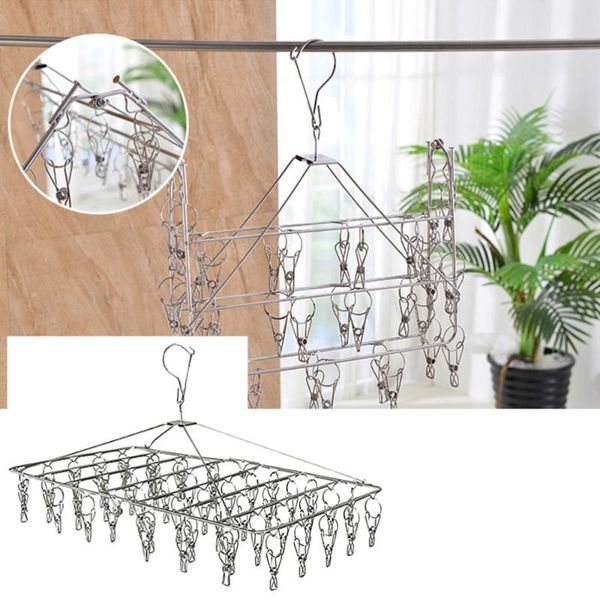 

hangers & racks stainless steel folding clip and drip laundry hanger with set of 52 clothespins for drying clothing towels diaper underwear