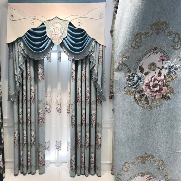 

curtain & drapes european-style american high-quality exquisite chenille embossed jacquard high-shading curtains for living room bedroom