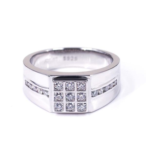 Cluster Rings Tianyu Gems Male 925 Silver Wedding Moissanite Diamonds 18k White Gold Plated Men Finger Band Gioielli Pietre preziose Regalo