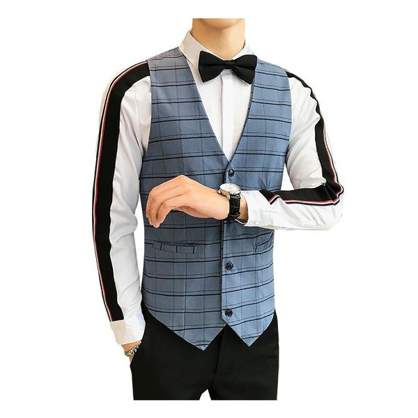 

men's vests groom married england retro style vest slim youth handsome jacket trend, Black;white