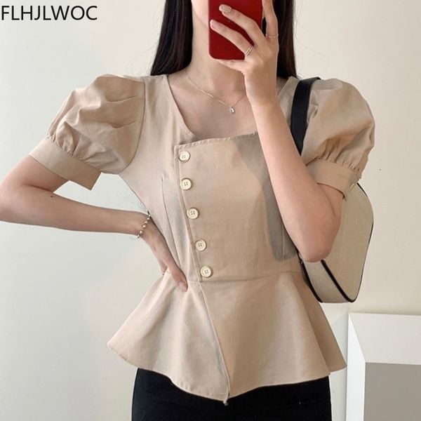 

women's blouses & shirts cute sweet peplum ruffles women korean japan preppy style girls ladies design cotton blends single b, White