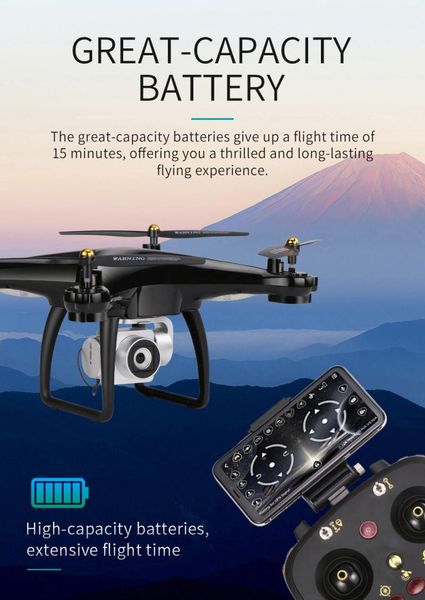 

control real-time transmission wifi fpv rc drone selfie gps position with 1080p wide angle camera vs s70w drones
