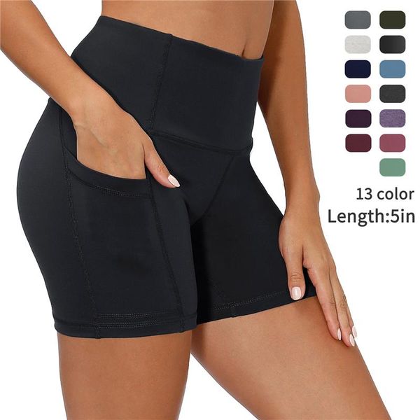 

yoga outfit high waist shorts for women with 2 side pockets tummy control running home workout push up cycling streetwear