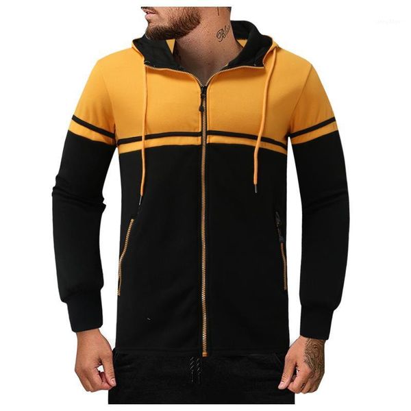 

men's jackets casual winter color contrast coat zipper pocket outdoor streetwear thermal long sleeve hooded, Black;brown