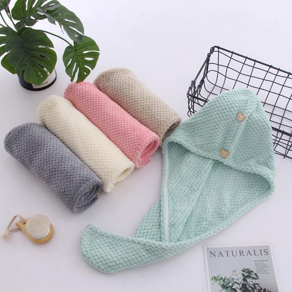 

towel 1pcs magic microfiber bathing quick dry hair cap turban wrap hat bathroom cute long hair-drying shower caps