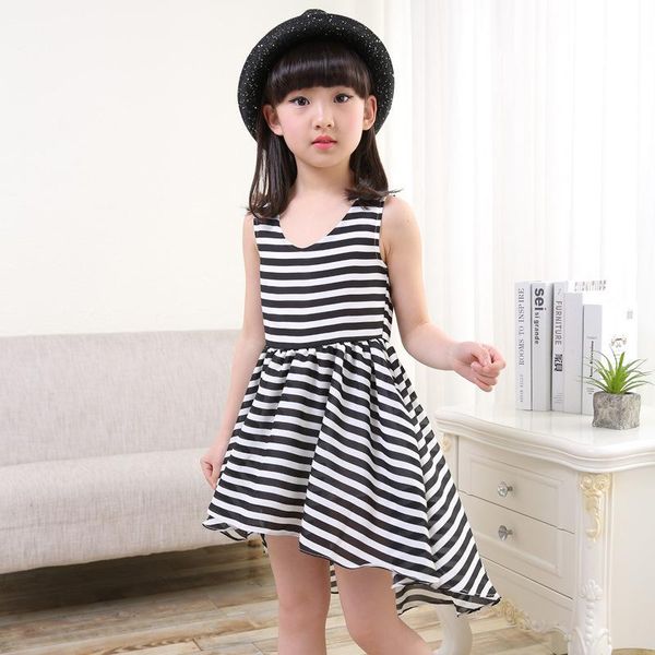 

girl's dresses children's clothing 2021 korean kids for girls stripe dress communicative roupas infantis menina, Red;yellow