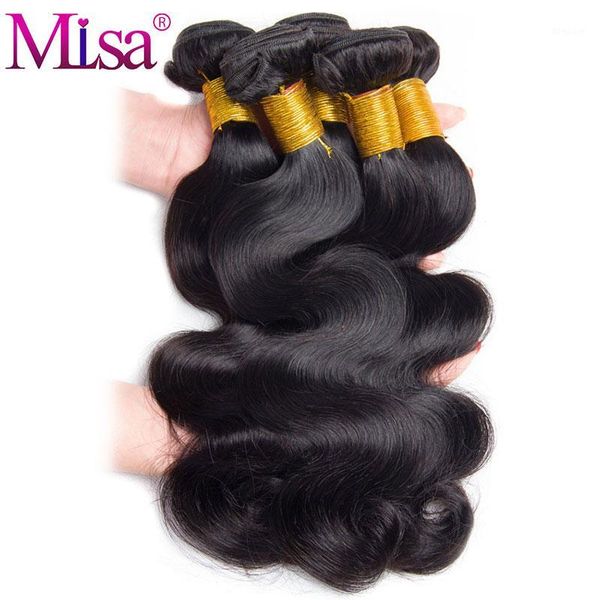 

clip in/on hair extensions brazilian body wave bundle can buy 4 or 3 bundles 10-28 inch 1 pc non remy mi lisa weave human bundles1, Black;brown