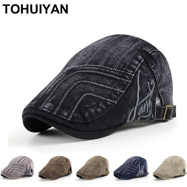 

washed cotton newsboy cap casual boinas gatsby hat outdoor travel man caps classic duckbill visor golf hats for women, Blue;gray