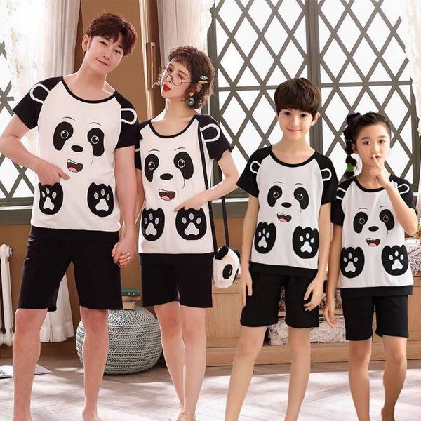 

family matching outfits pajamas set summer cotton kids pijama nightwear suit boys loungewear mommy dad and me wear couple clothes, Blue
