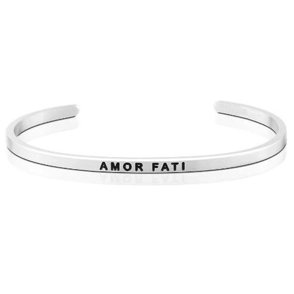 

bangle amor fati a-b 4mm initial 2021 trend quotes mantra bracelets stainless steel open cuff gold inspirational jewelry, Black