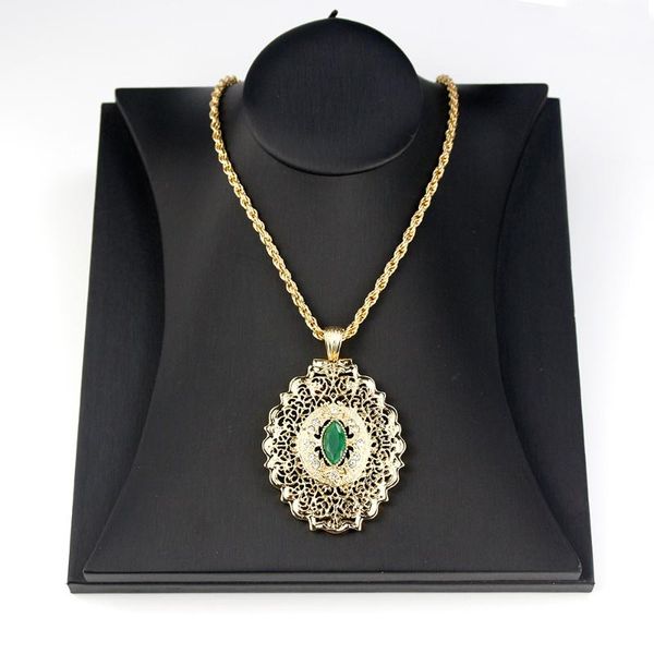 

pendant necklaces sunspicems 2021 gold color caftan necklace morocco wedding jewelry for women arab algeria bride gift, Silver