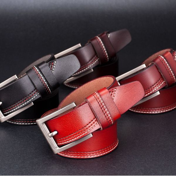 

belt belt men's leather pin buckle casual pants, Black;brown