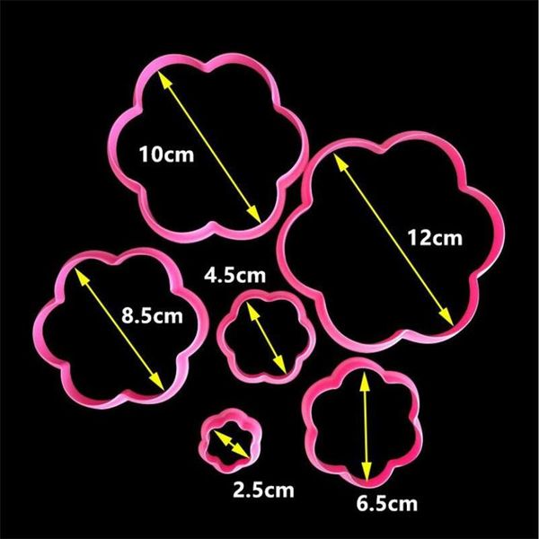 

baking moulds 6pcs/set plastic plum flowers cookie cutter cake mold biscuit stamp fondant 3d decorating tools