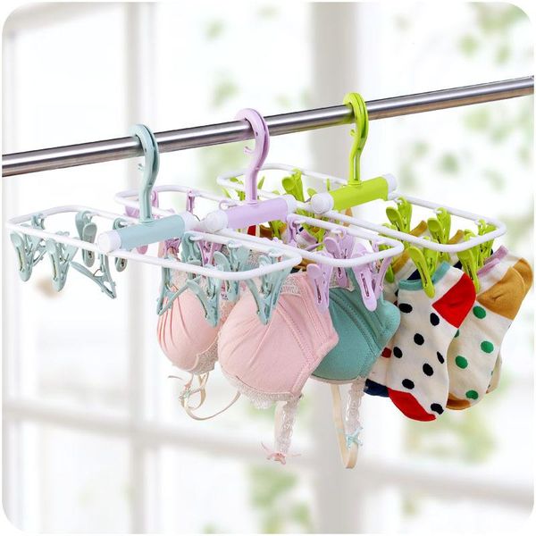 

3pcs/set 12 clip folding drying rack underwear socks multi-functional clothes hangers & racks
