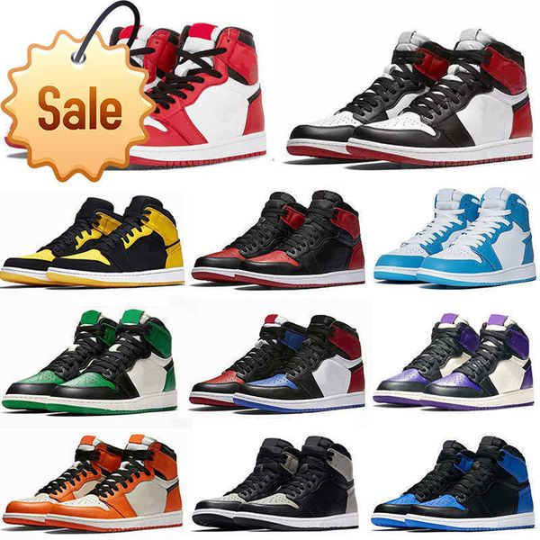 

jumpman 1 basketball shoes og high 1s unc hyper royal homage to home university blue men sport designer sneakers trainers 36 -48 z, Black