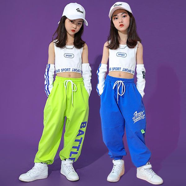

stage wear 2021 girls jazz street dance costumes for kids children modern hip hop clothes loose hiphop performance dancewear dn8804, Black;red