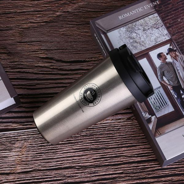 

mugs 500ml creative stainless steel cup double layer coffee vacuum beer tea mug for office outdoor(champaign gold)