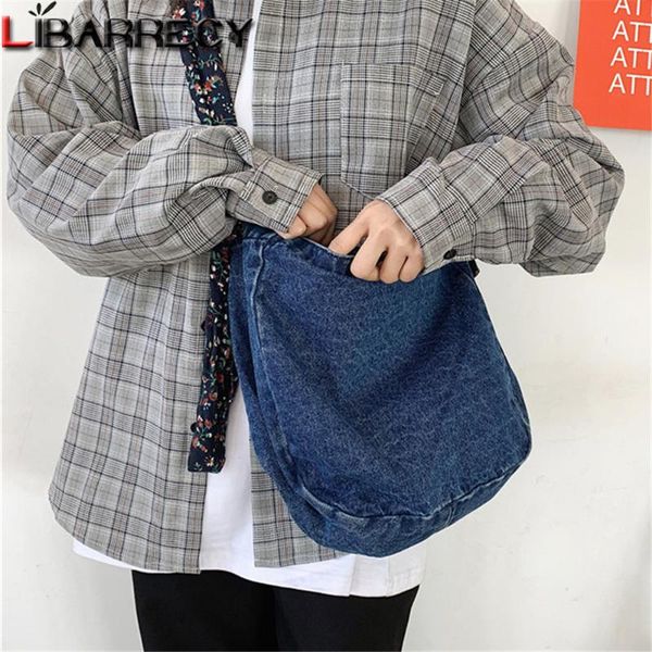 

style laides student messenger bags denim lady shoulder bag fashion designer teenager women's school sac