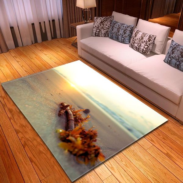 

carpets scenic beach parlor bedside floormat area rug flannel non slip bedroom nordic style living room 3d for home
