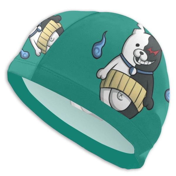 

wide brim hats swimming accessories danganronpa monokuma adults men/women high elastic waterproof pu fabric protect ears long hair cap, Blue;gray