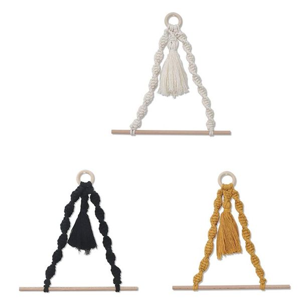 

toilet paper holders 2 pcs wooden towel rack,hanging holder with macrame rope tapestry,for home/el/bathroom decoration