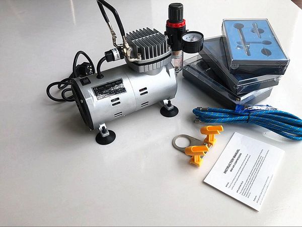 

professional spray guns airbrush kit +air compressor paint gun air-brush set sandblaster tattoo nail art supply w/cleaning brus