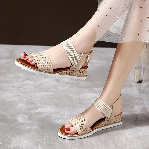 

dress shoes size 42 woman low heel wedges 3.5cm elegant backless sandals platform gladiator open toe slingback sandalis pu leather, Black