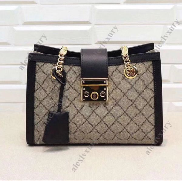 498156 Temperament Cadeado Coleção Bolsa de Ombro 2 Tamanhos 26cm 35cm Preto Branco Laranja Moda Feminina Bolsa Mensageiro Lona Couro Genuíno Bolsa Vintage