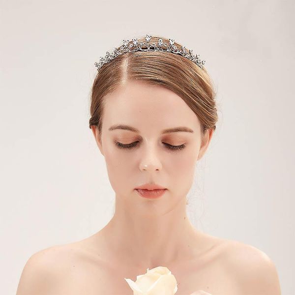 

hair clips & barrettes simple rhinestone tiaras and crowns for women royal princess diadema crystal leaf headbands bride wedding accessories, Golden;silver