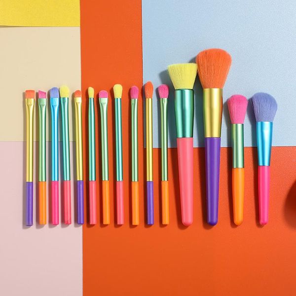 

makeup brushes custom colorful set eyeshadow concealer blush powder foundation kit private label 15 pieces