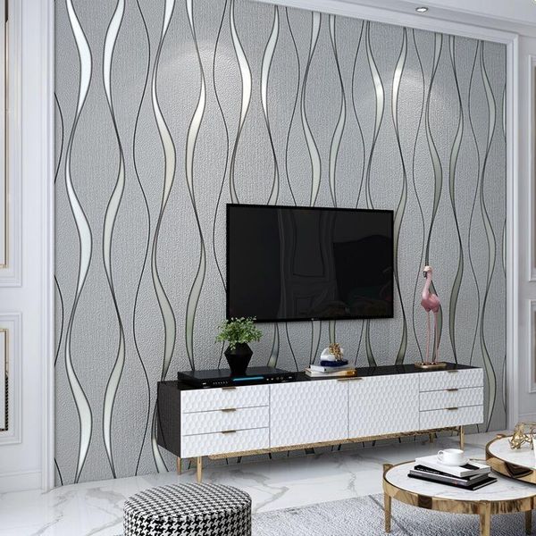 

wallpapers modern simple 3d three-dimensional wavy curve imitation deerskin wallpaper sofa tv background wall thickening