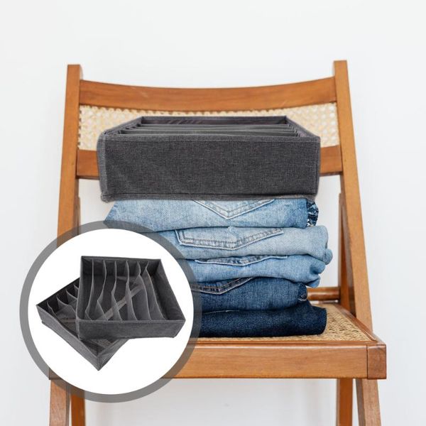 

storage drawers 2pcs folding cloth holder underwear container home supplies (grey)